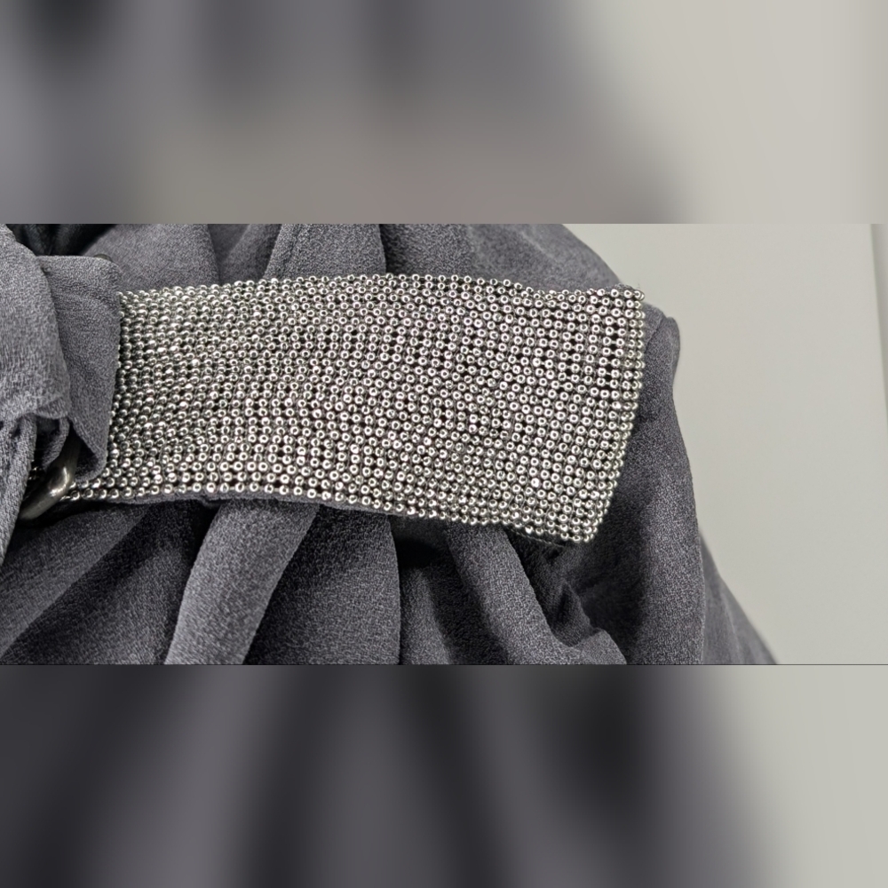 Brunello Cucinelli • Monili Silk Maxi Dress in Charcoal Size Large - Picture 3 of 7